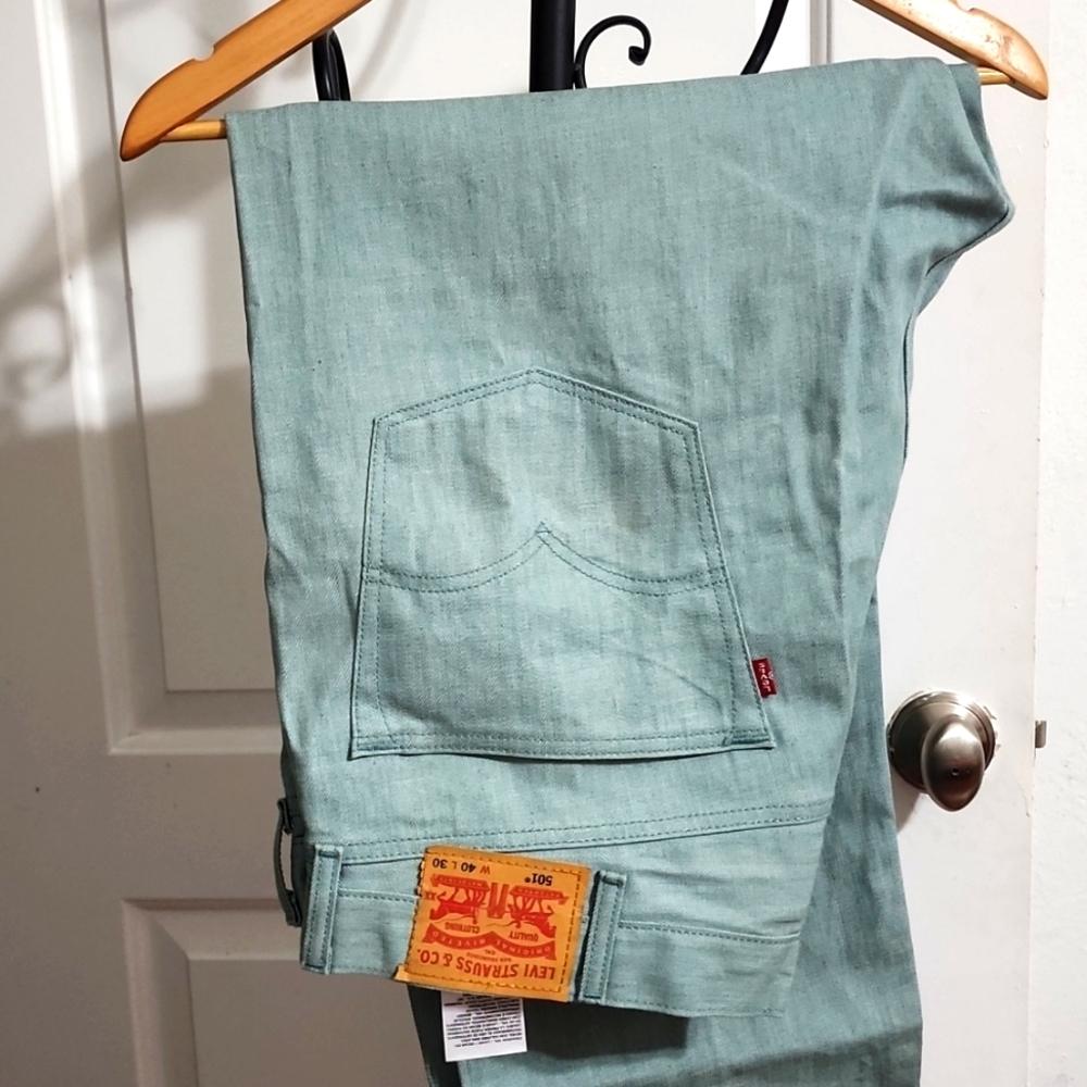 Men Levi 501 jeans 40w X 30L Jade green